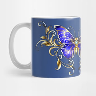 Sapphire Butterfly with Gold Pattern Mug